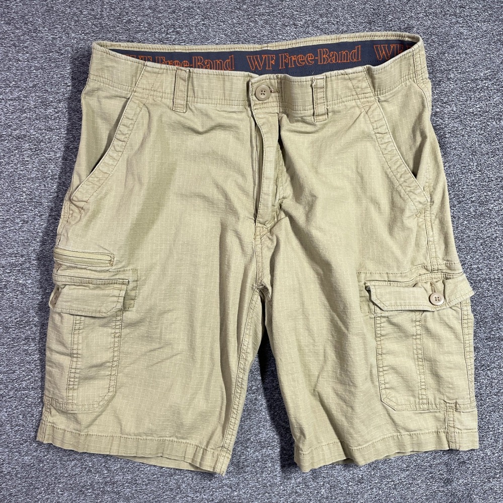 WearFirst Cargo Shorts Mens Khaki Ripstop WF Free-Band Size 38 Tan Outdoor
